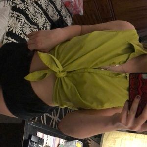 Green tie up blouse